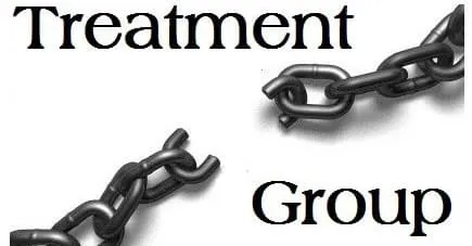 Broken chain with "Treatment Group" label